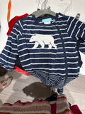 12-18m Pekkle Fleece Sleeper - Navy w/Stripes