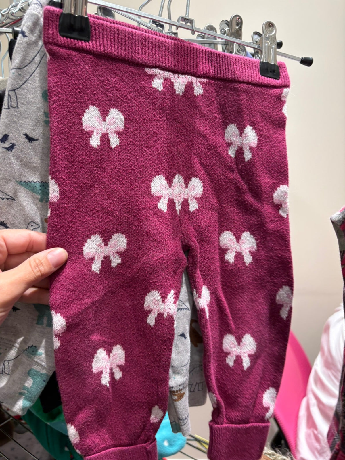 6-12m Joe Fresh Pants - Dark Pink w/Bows