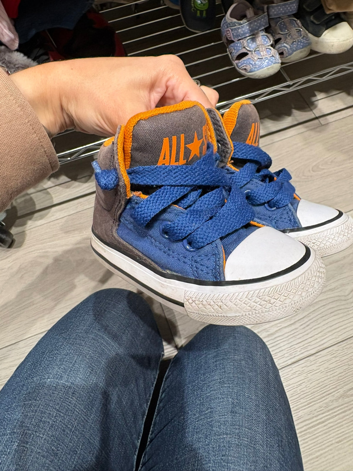 5T Converse Shoes - Grey, Blue, Orange