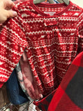 6-12m Jingles & Joy Fleece Sleeper - Red and White