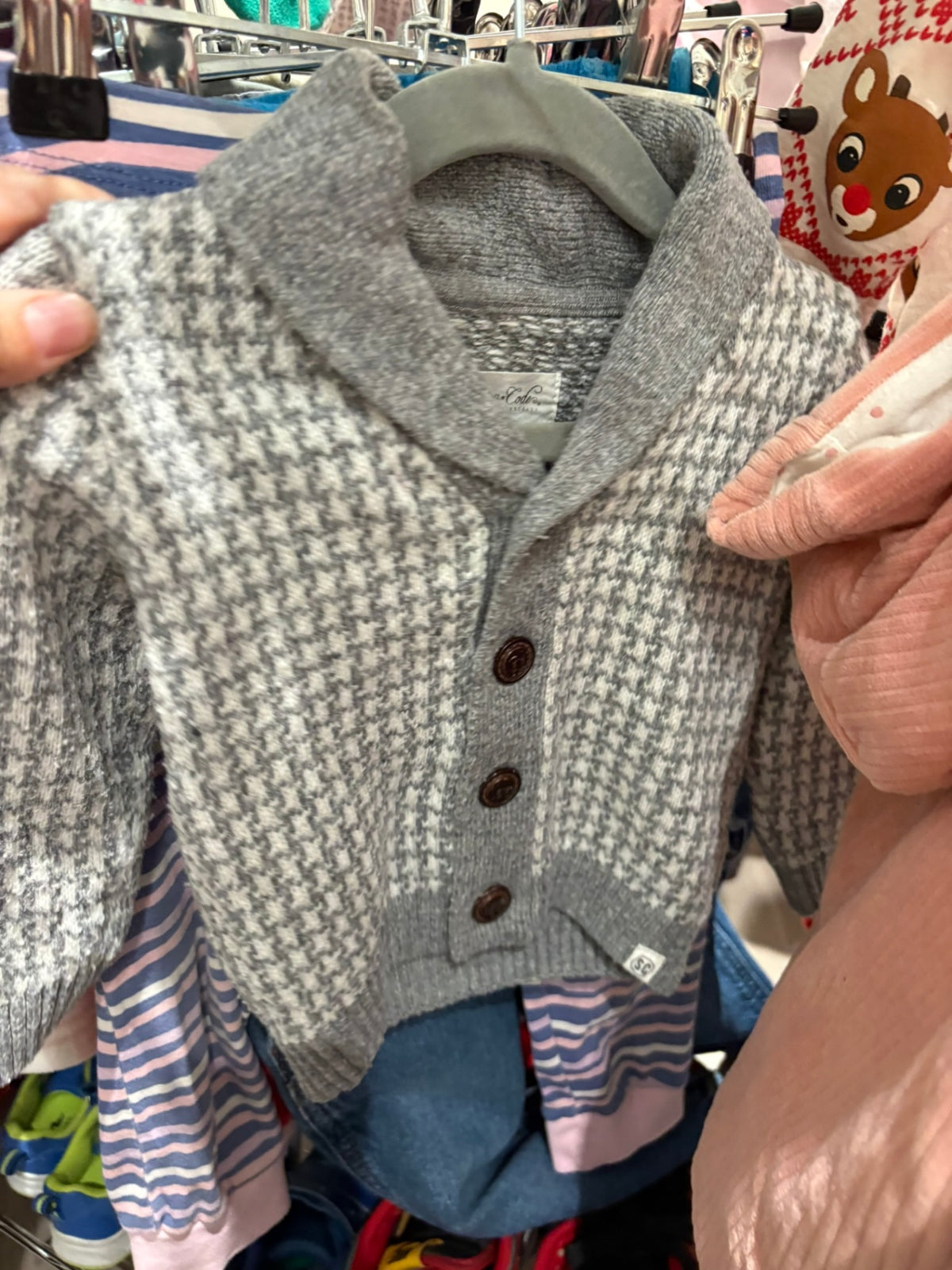 6-9m Sovereign Code Cardigan - Grey and White