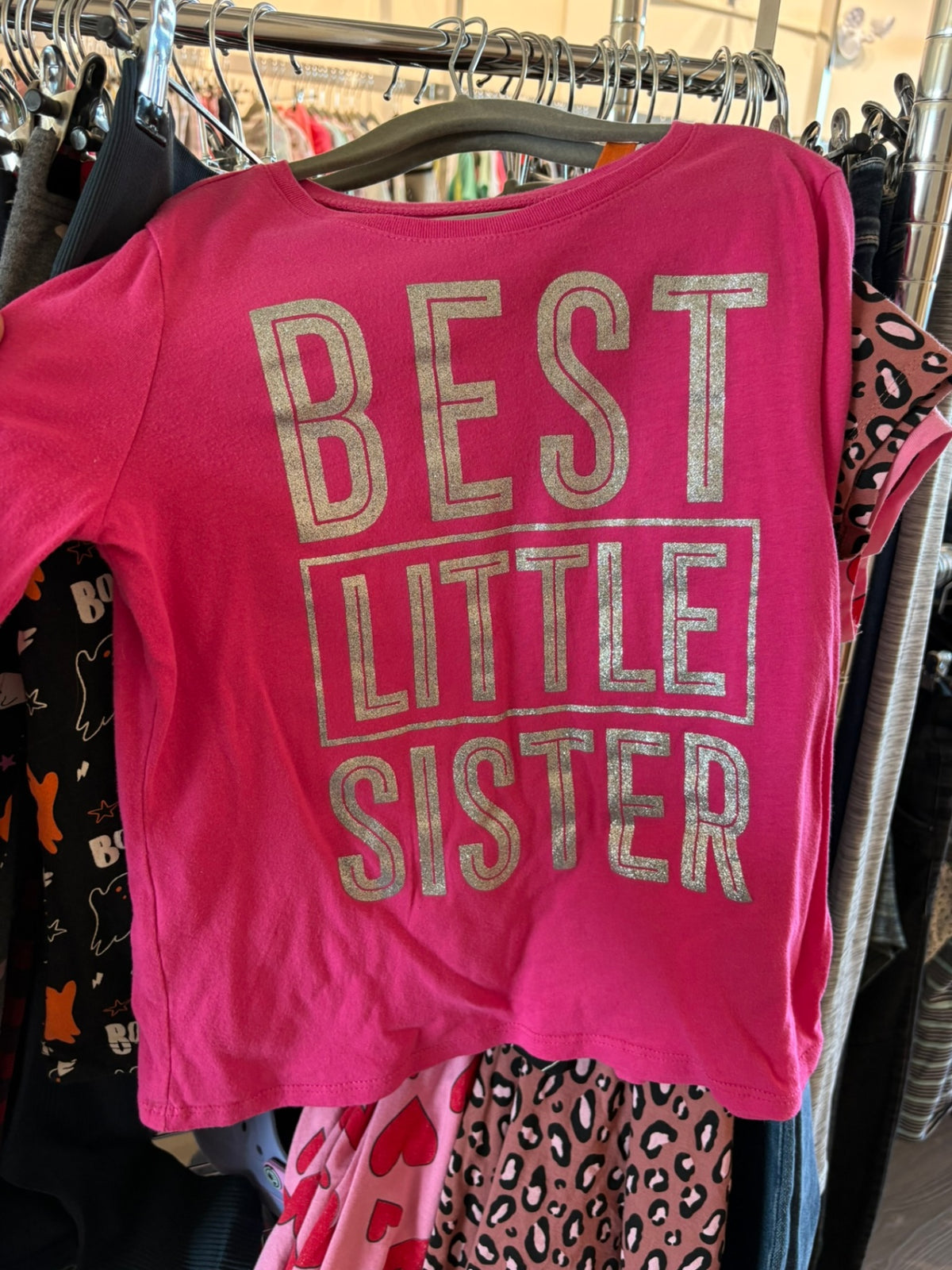 7-8Y The Children's Place Long Sleeve Shirt - Pink w/Sister