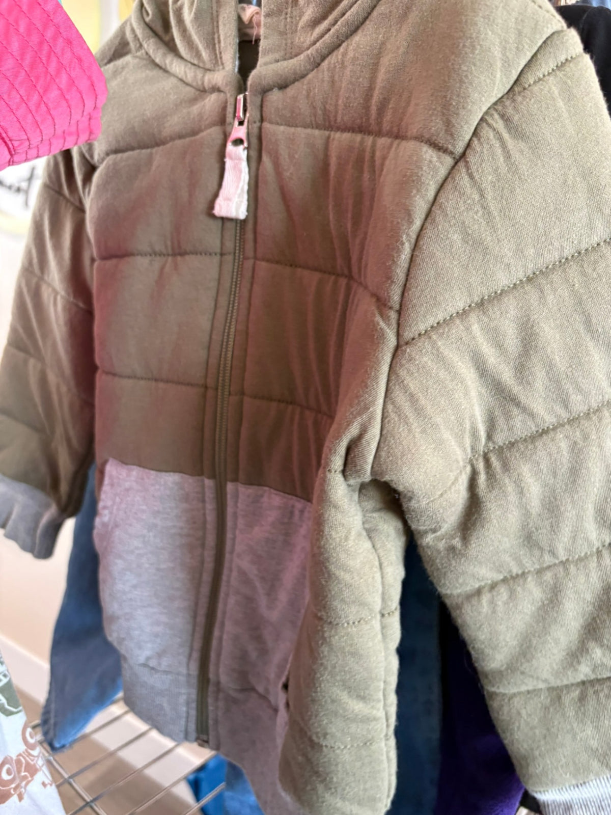 4T Burts Bees Coat - Green and Grey
