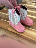 0-3m Old West Cowboy Boots - Pink and White