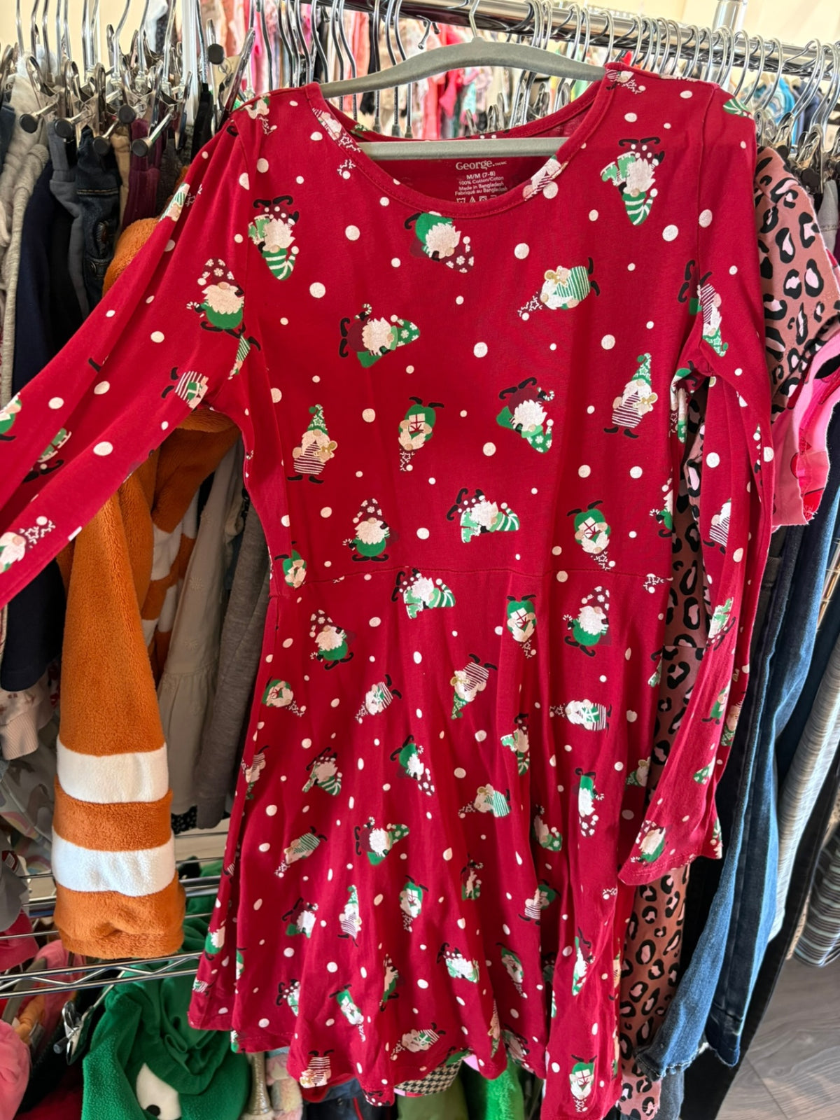 7-8Y George Dress - Red Gnomes