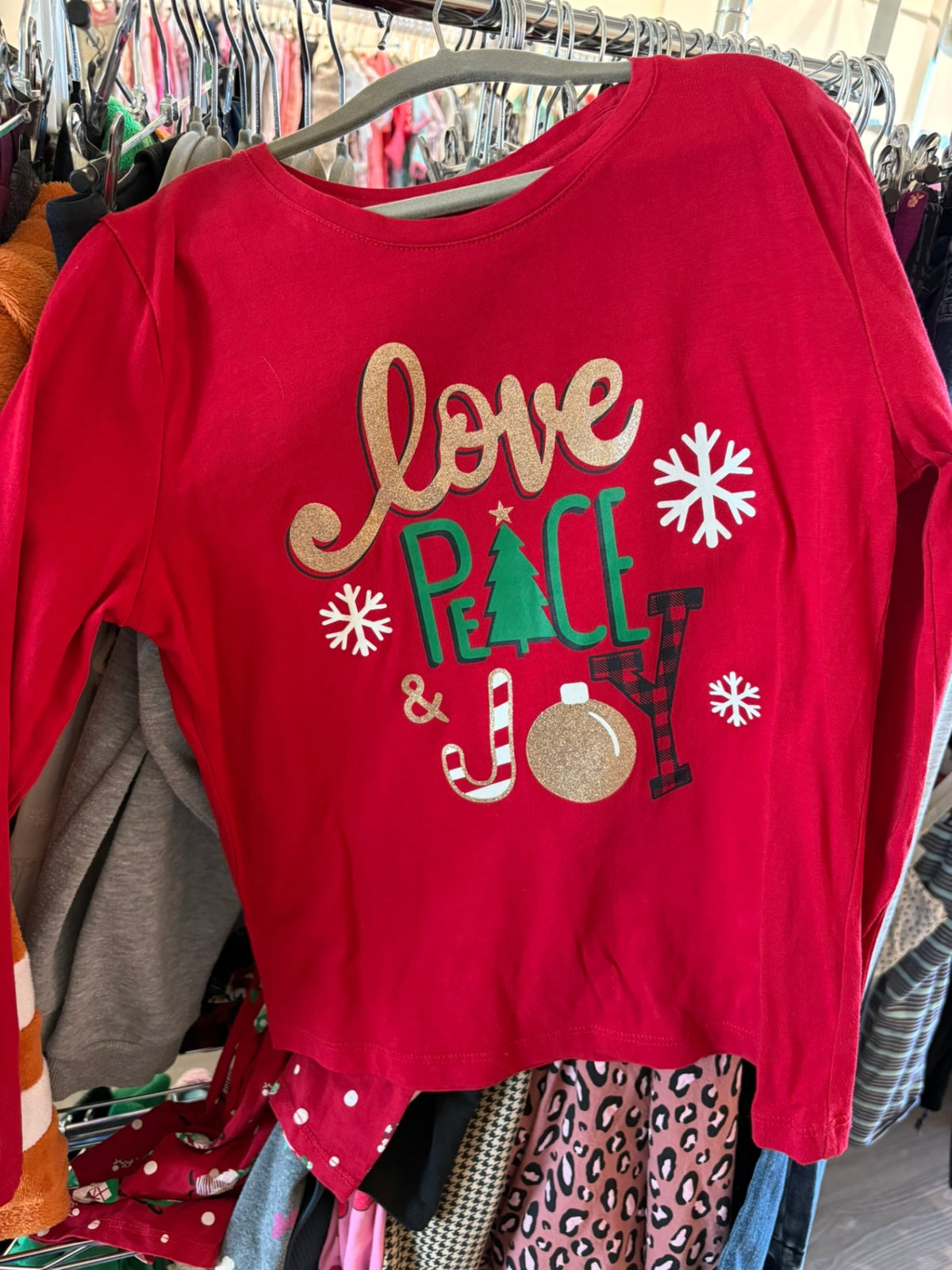 7-8Y George Long Sleeve Shirt - Red Christmas