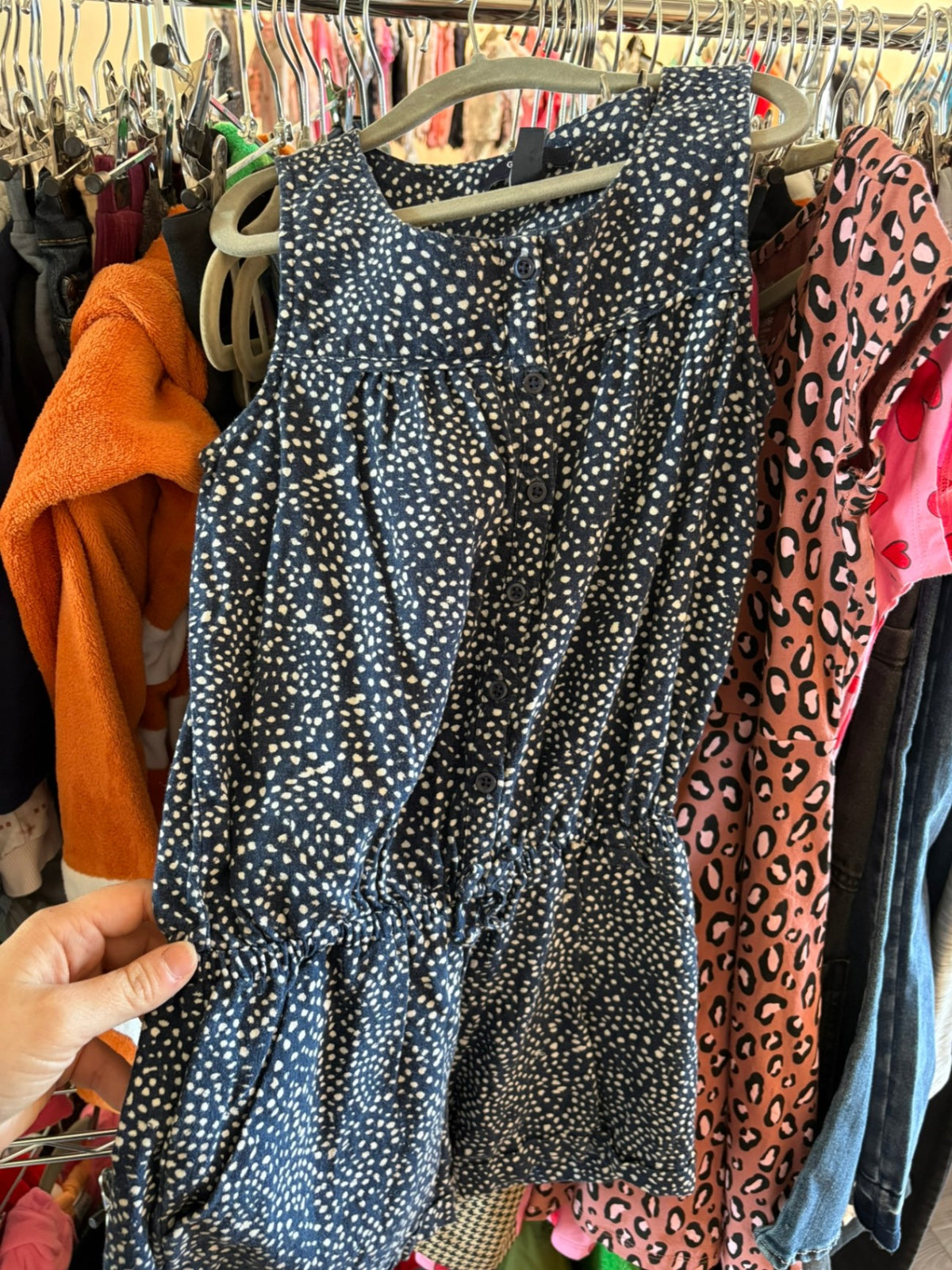 8-9Y GAP Romper - Navy Polkadots