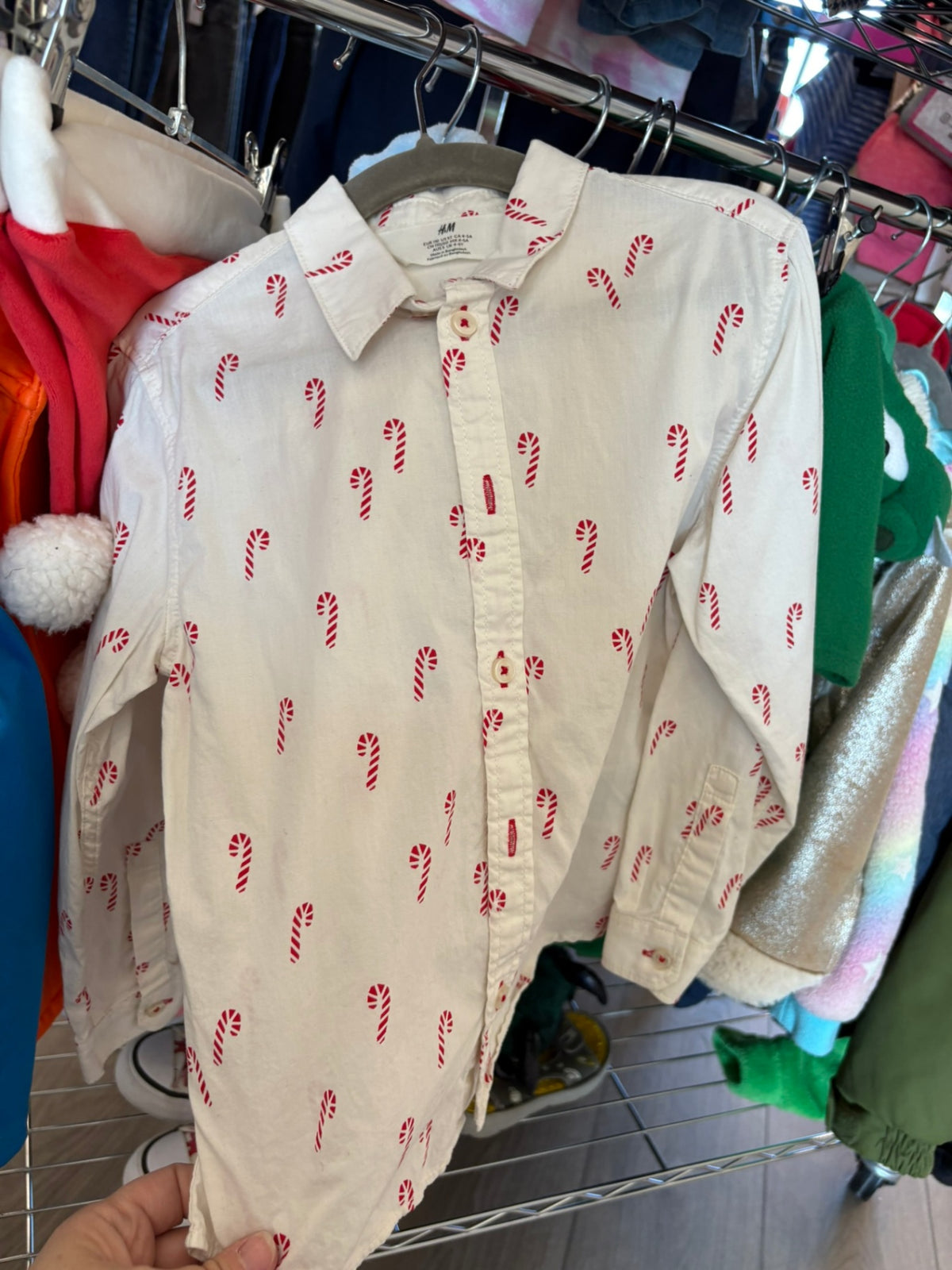 4-5T H&M Button-Up Shirt - Candy Canes
