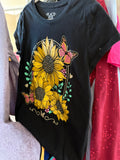 7-8Y The Children's Place T-Shirt - Black Sunflower