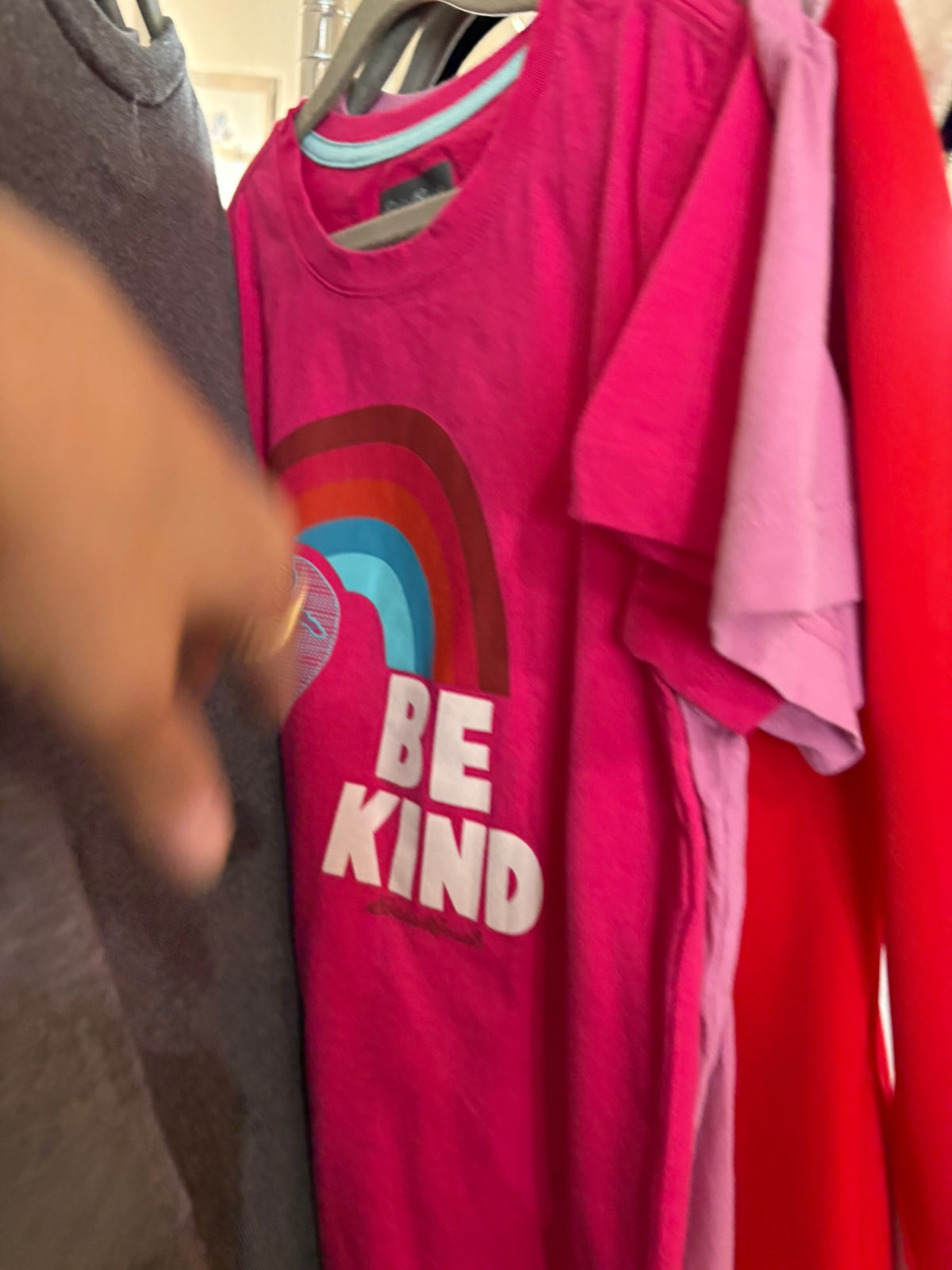 10-12Y Eddie Bauer T-Shirt - Pink w/Rainbow