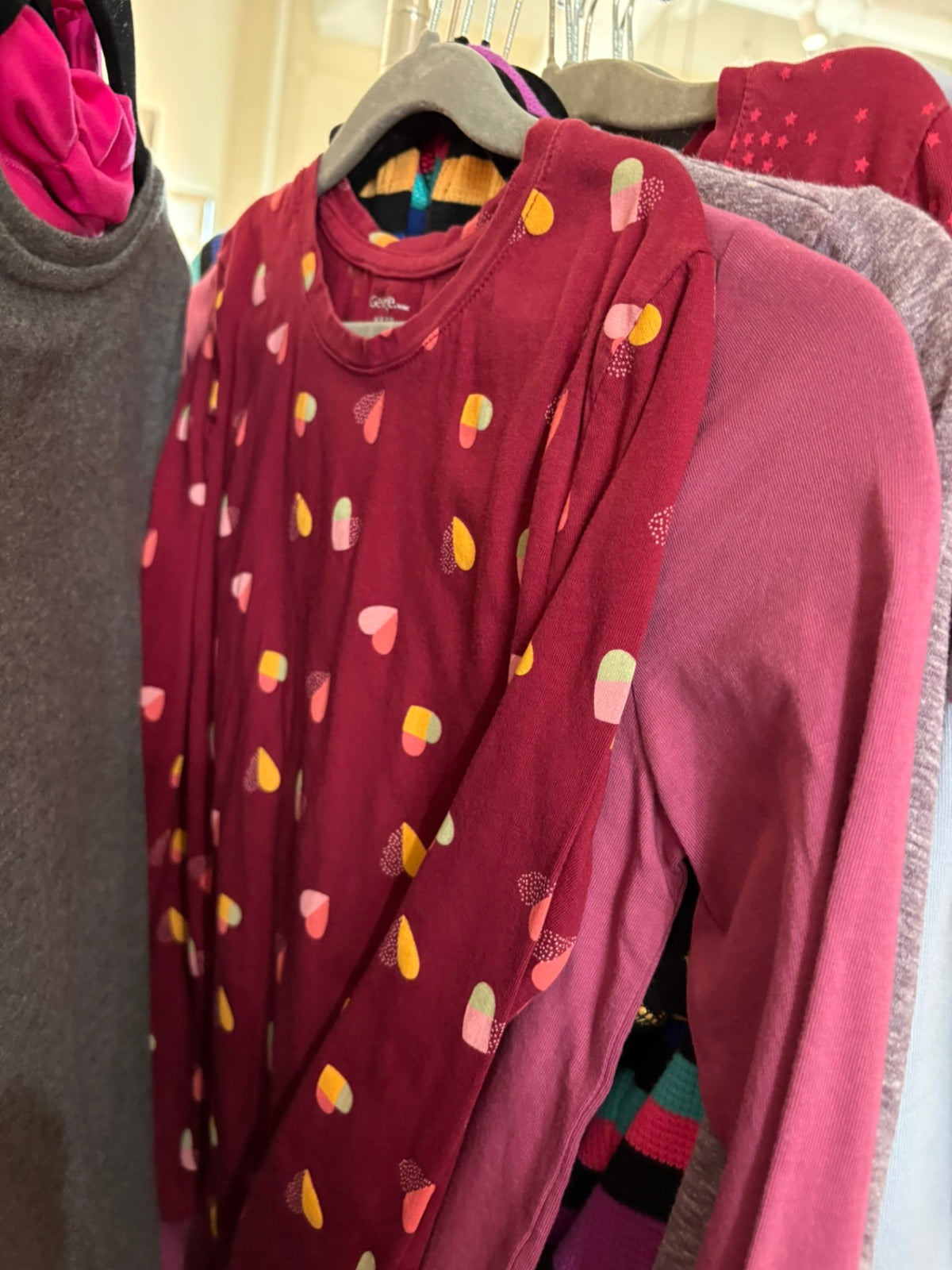 7-8Y George Long Sleeve Shirt - Red w/Hearts