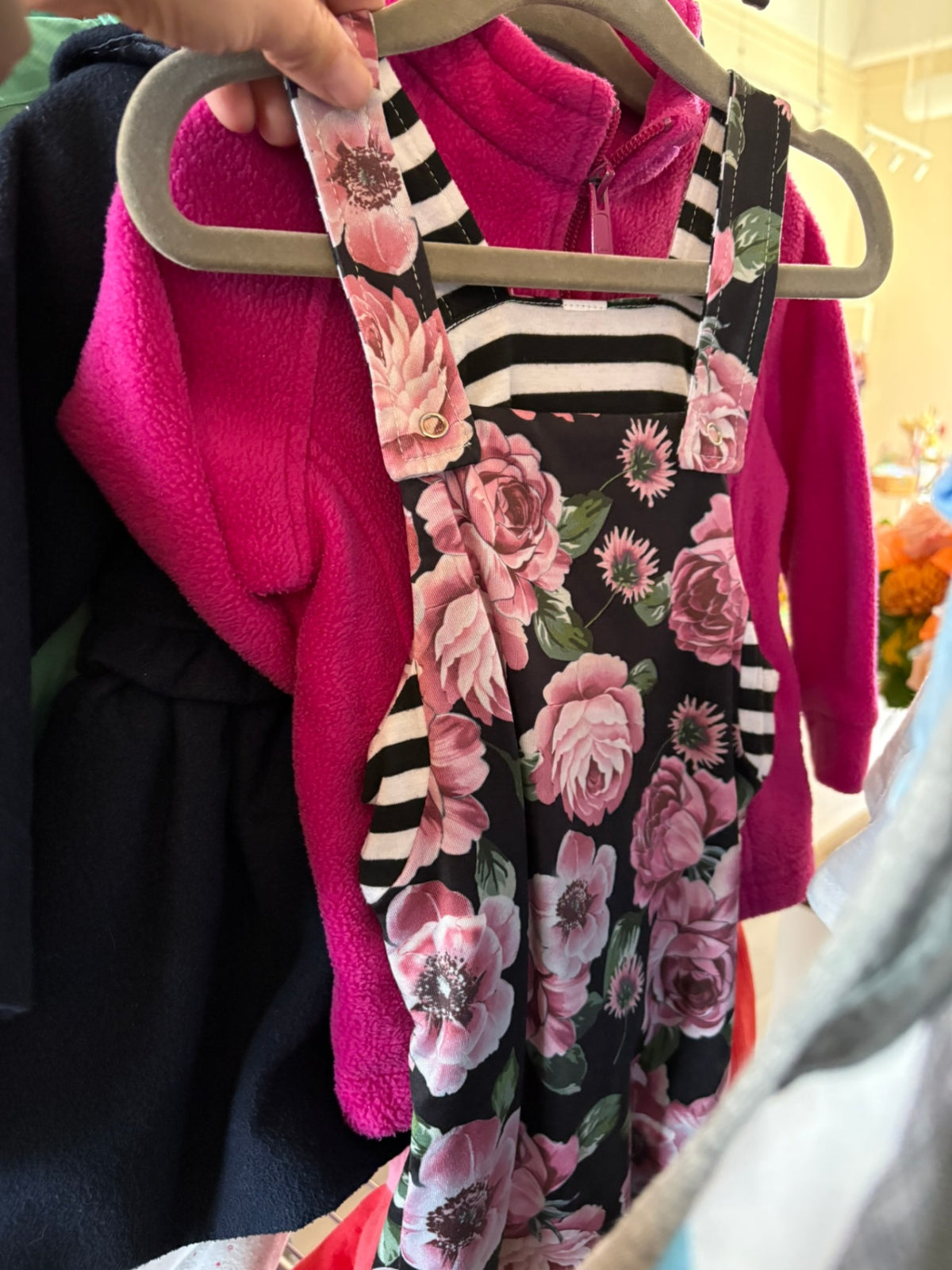 2T Unknown Overalls - Floral Stripes