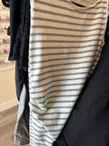 S Pink Blush Maternity Dress - White w/Grey Stripes