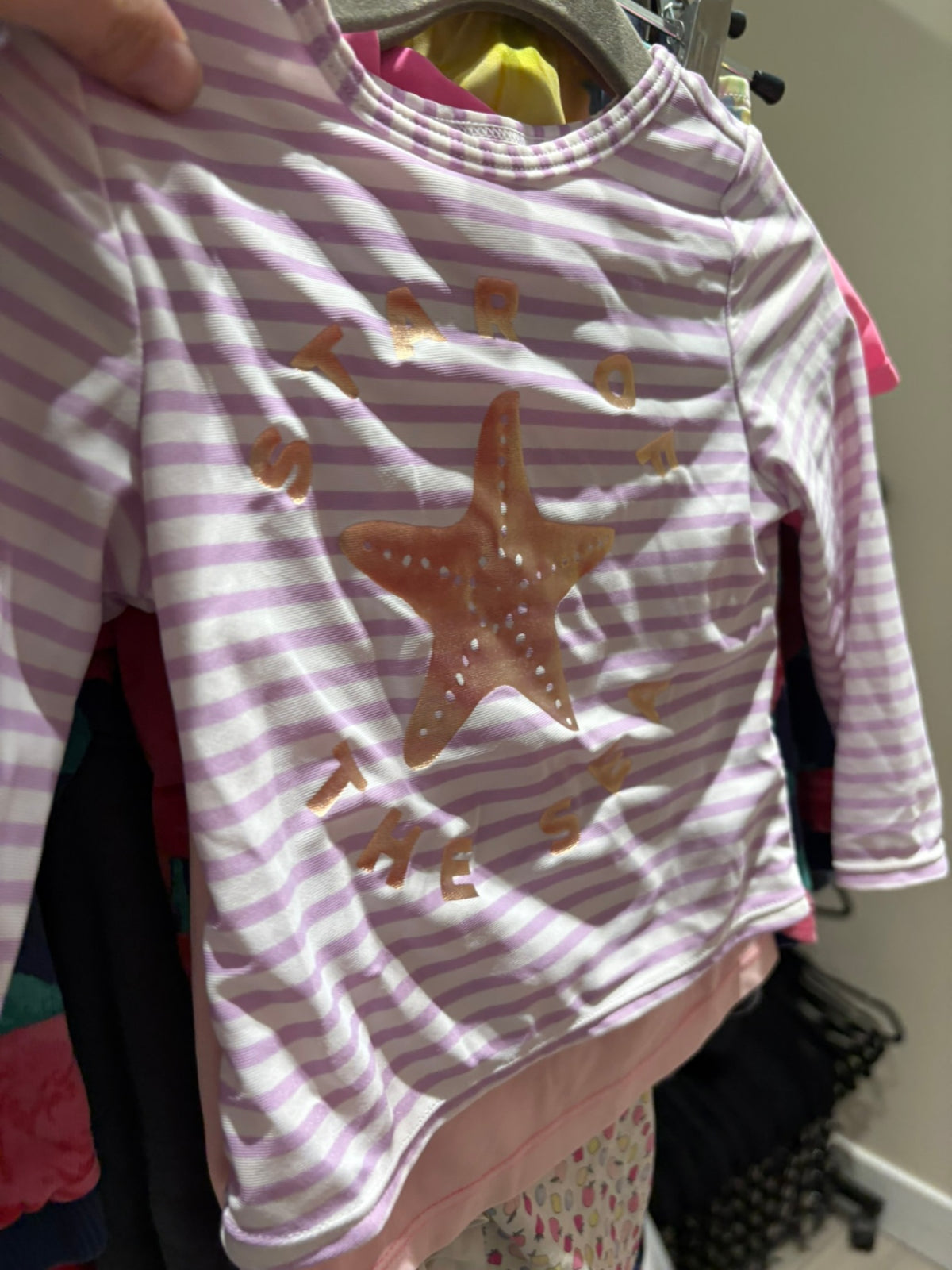 12-18m Old Navy Rashguard - Stripes, Purple Star