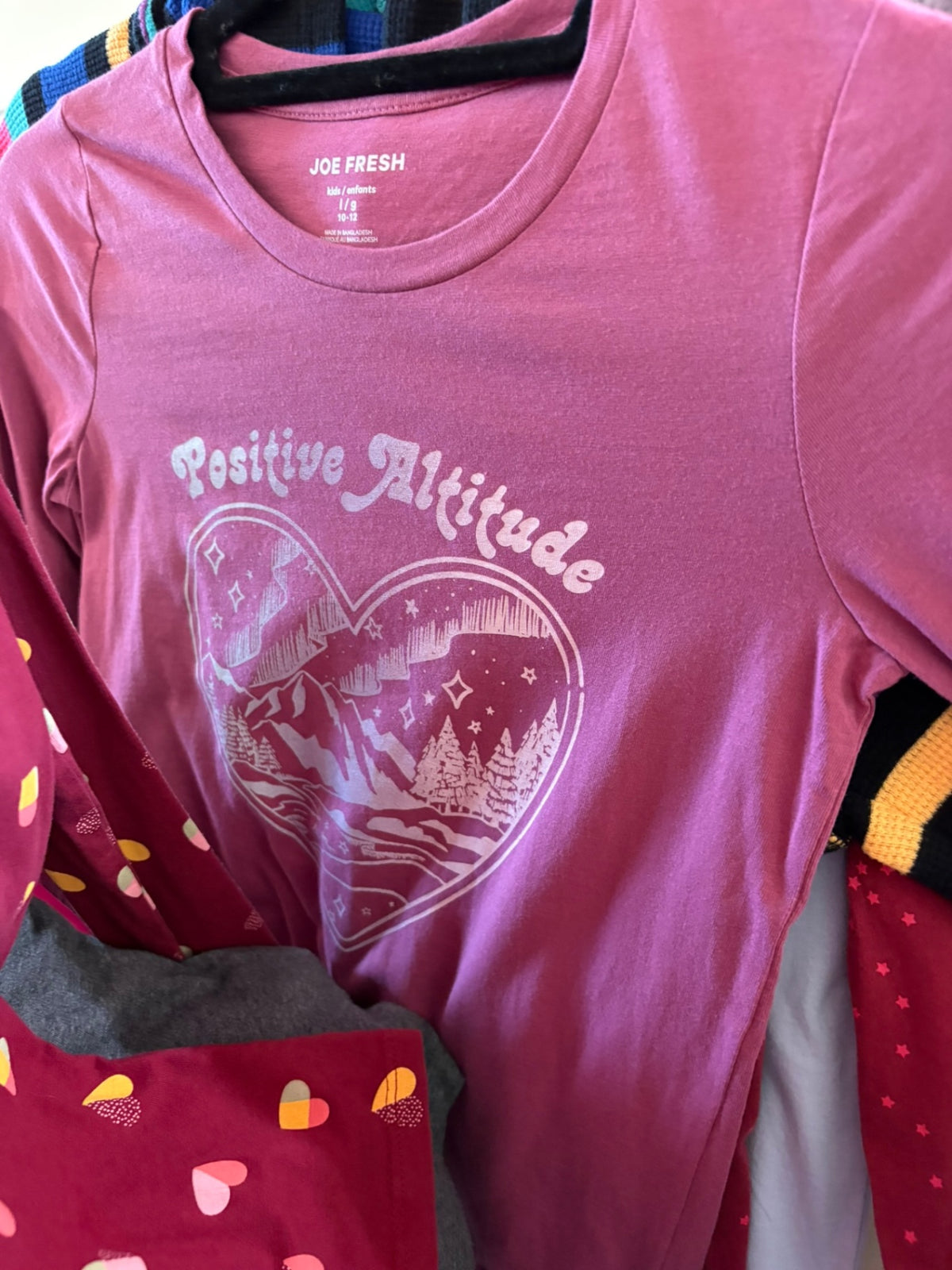 10-12Y Joe Fresh Long Sleeve Shirt - Pink w/Hearts