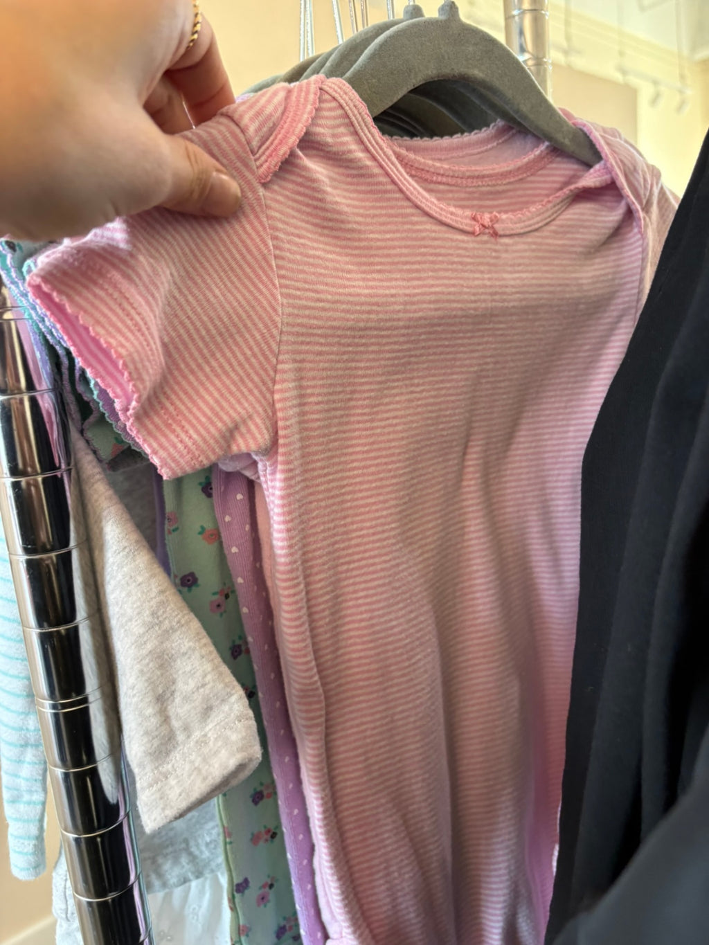 18-24m Carter's 3-Piece Set: Bodysuits - Pink, Purple Stripes