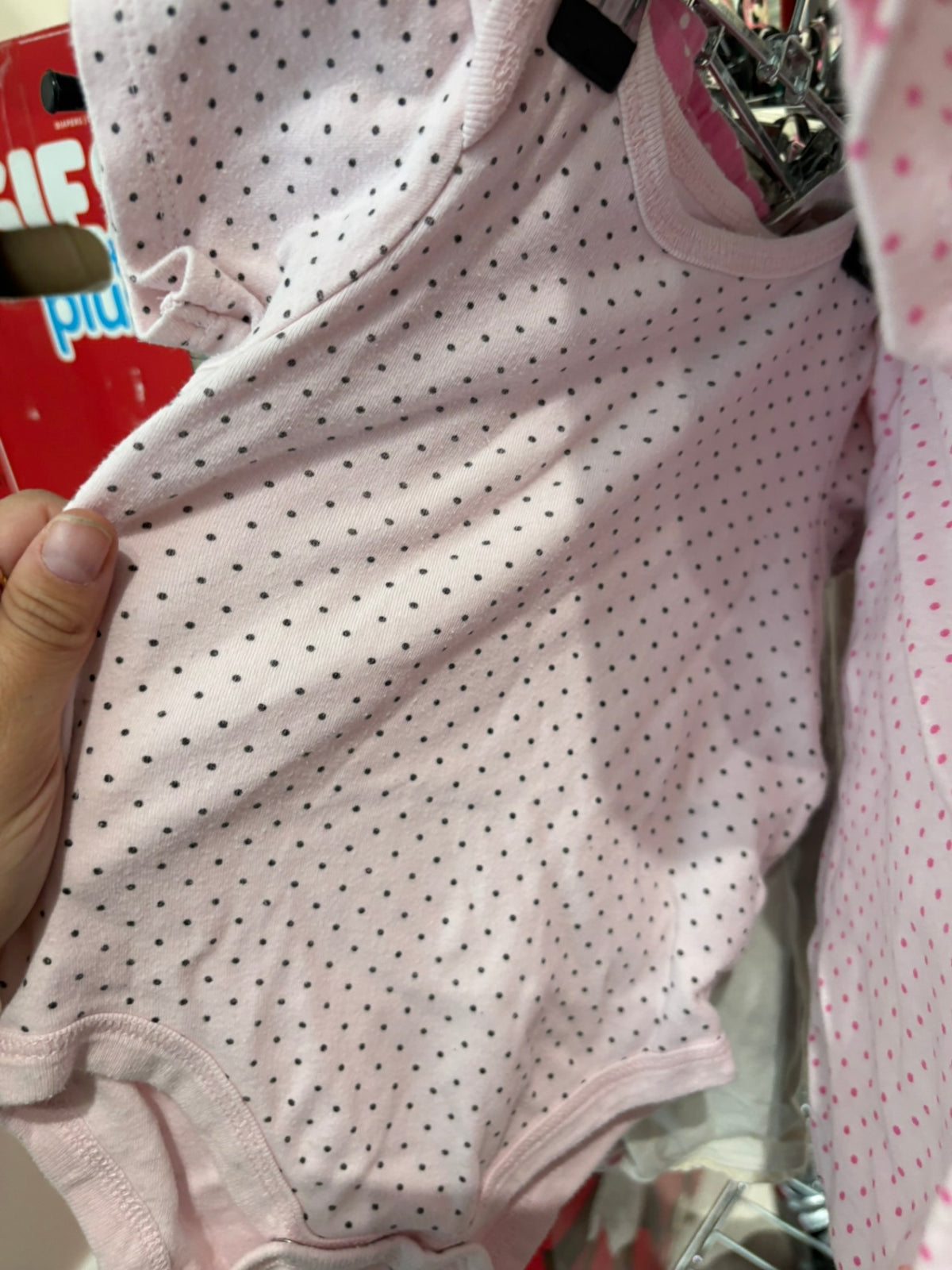 6-9m Vitamins Baby Bodysuit - Pink Polkadots