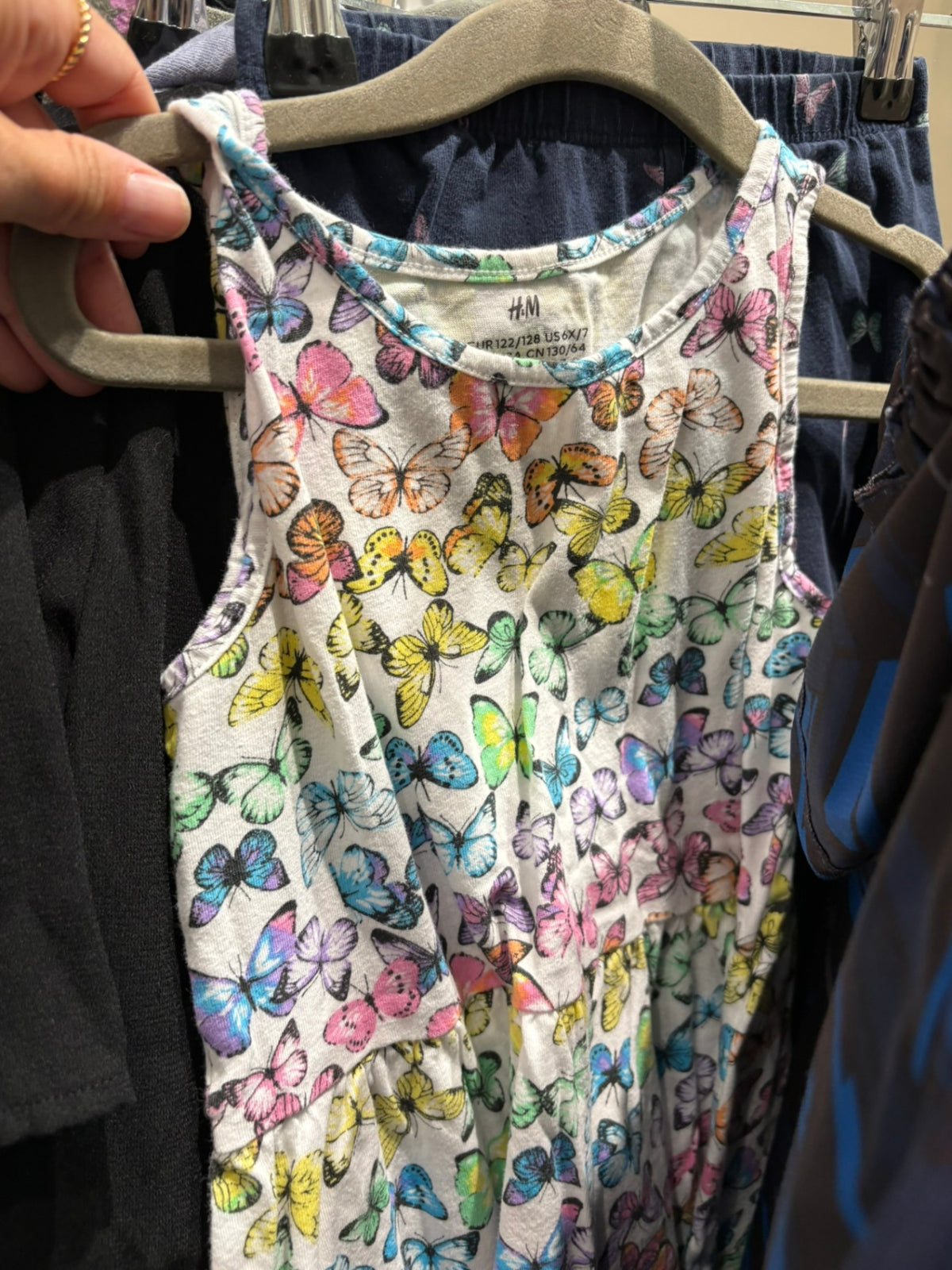 6-7Y H&M Dress - White w/Butterflies