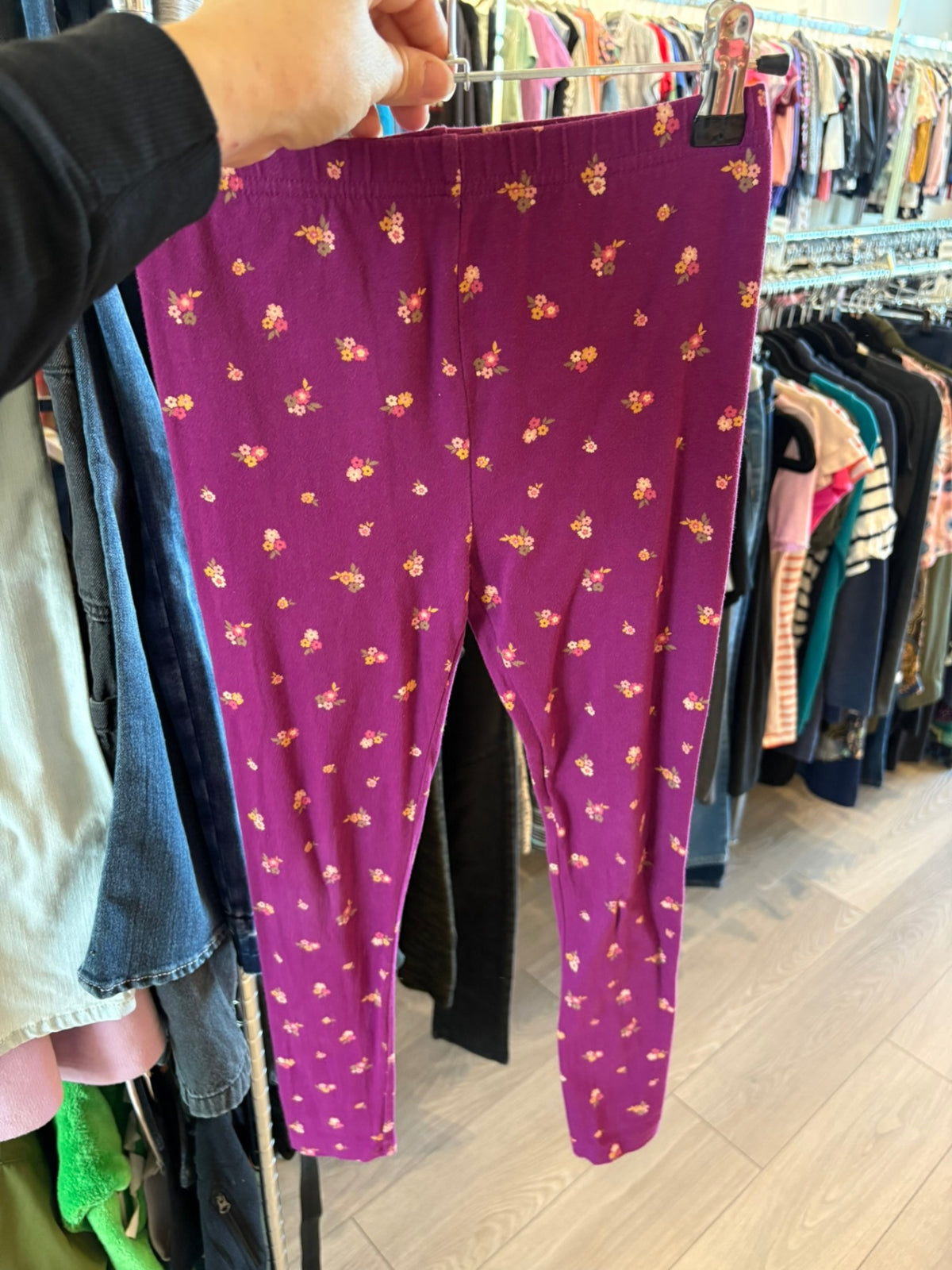 7-8Y George Leggings - Purple w/Flowers