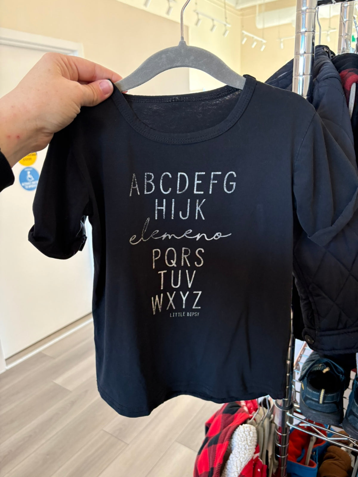 4T Little Bipsy T-Shirt - Black w/Alphabet
