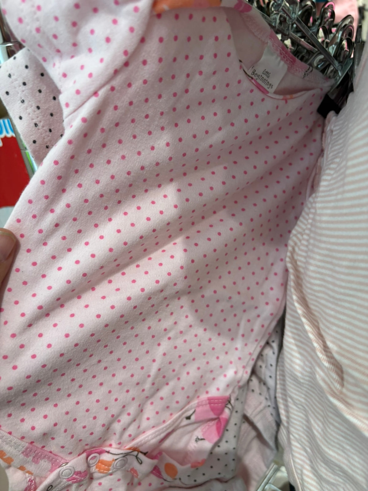 0-3m Little Beginnings Bodysuit - Pink Polkadots