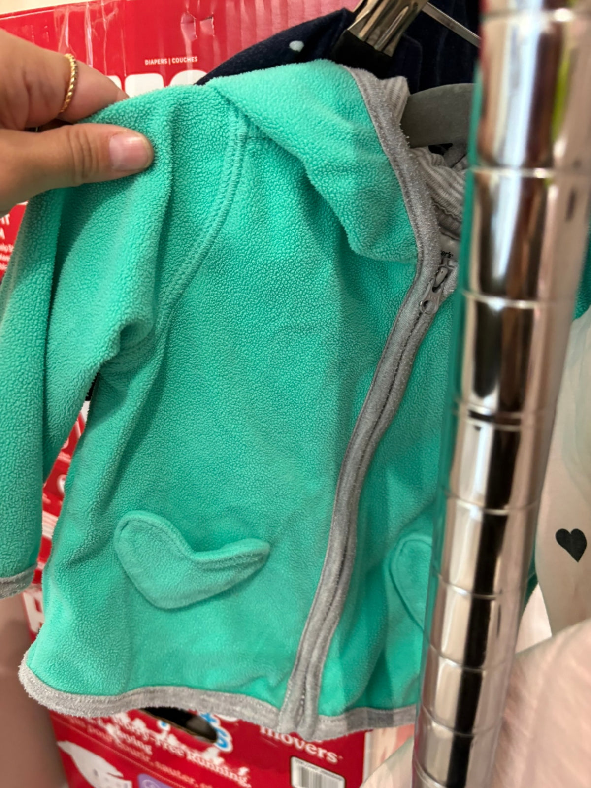 6-9m Carter's Fleece Coat - Green Hearts