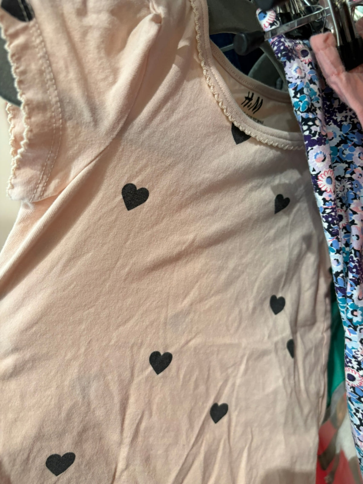 9-12m H&M T-Shirt - Blush w/Hearts