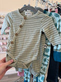0-3m Rabbit + Bear 2-Piece: Bodysuit and Pants - Green Stripe