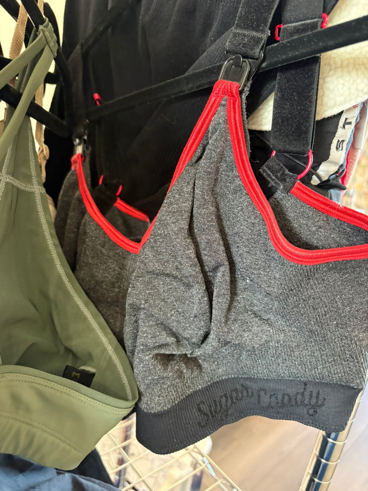 XL Sugar Candy Nursing Bra - Grey and Red