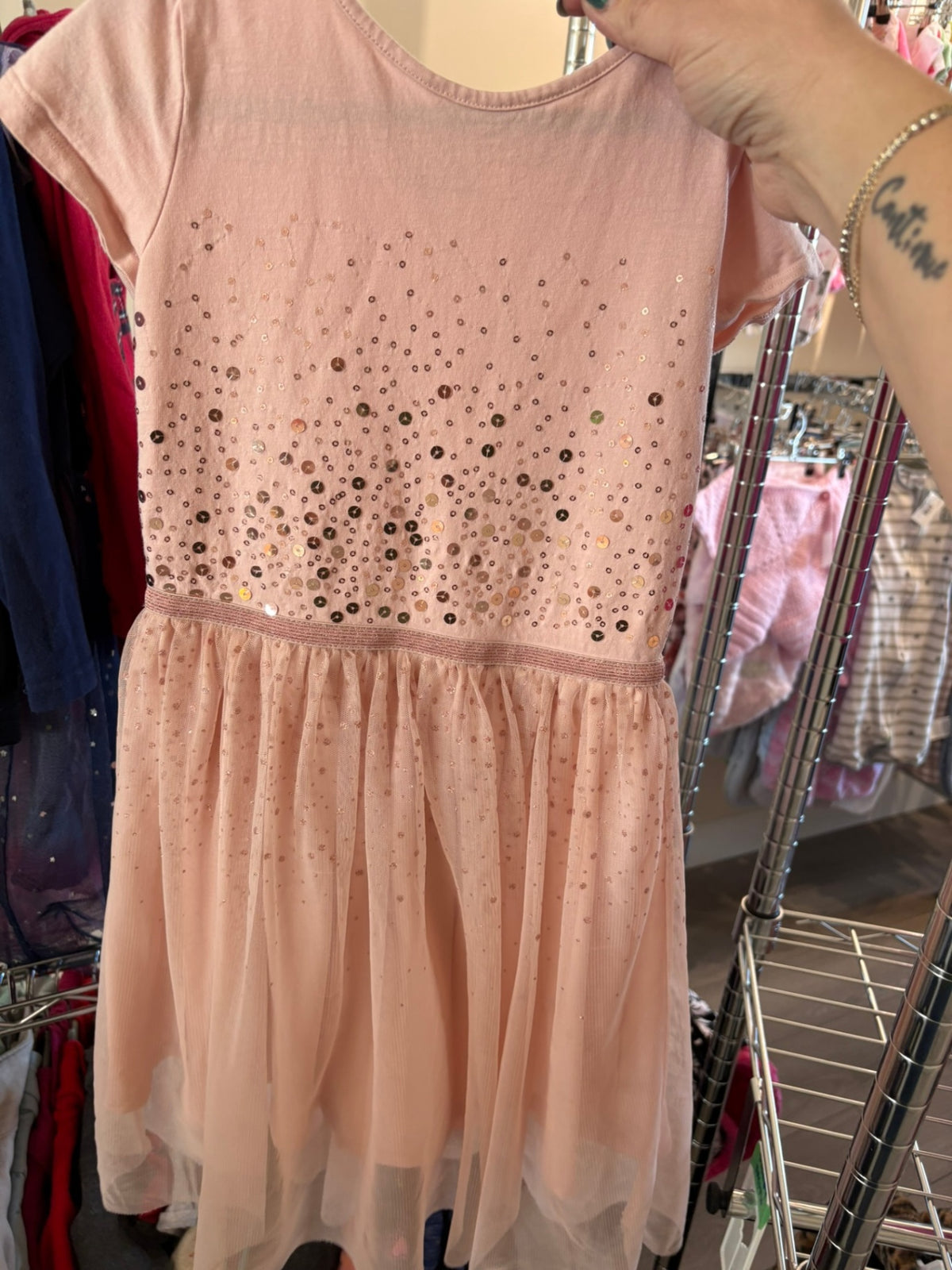 6-8Y H&M Dress - Pink Sequins