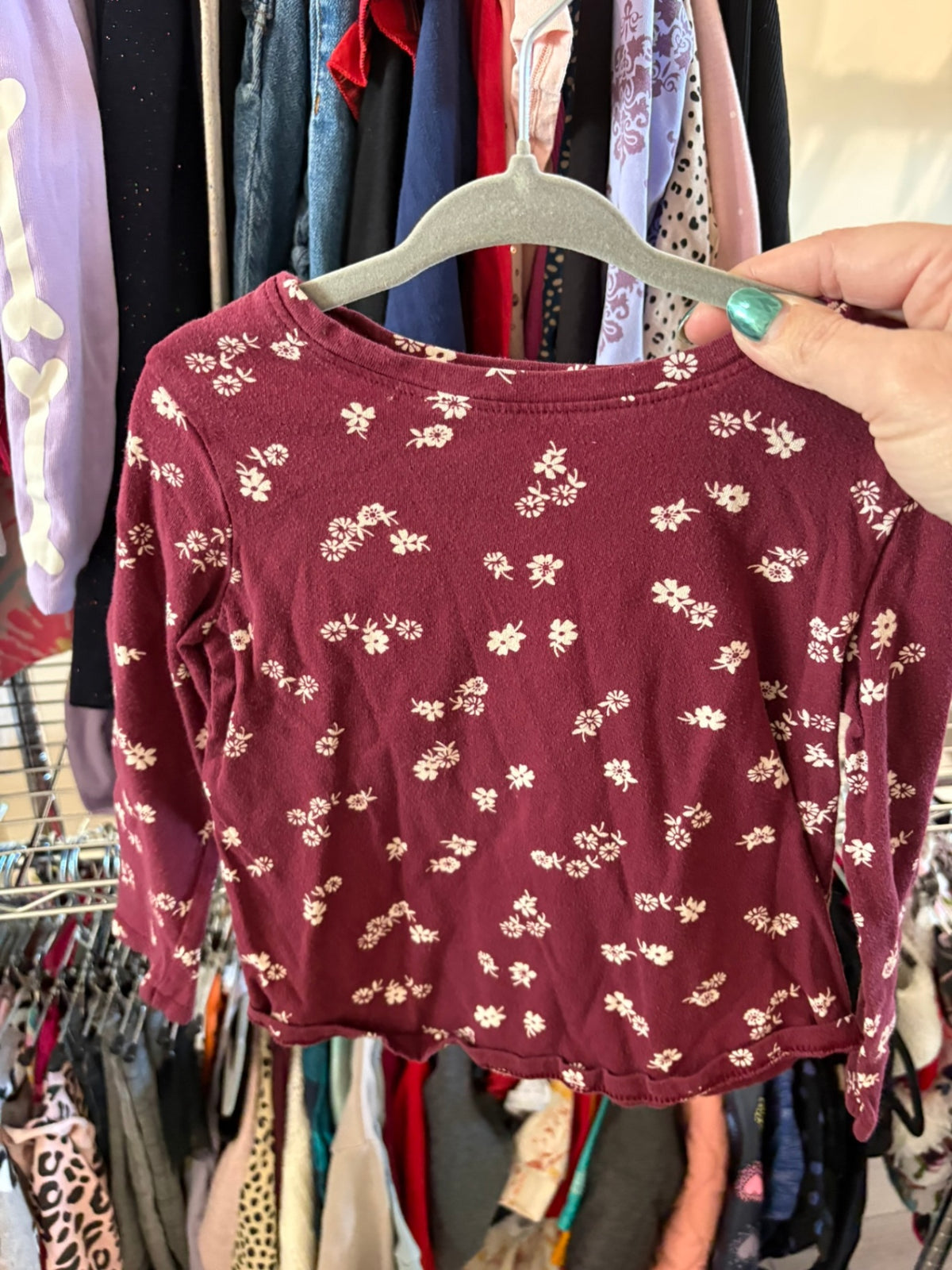 3T Old Navy Long Sleeve Shirt - Burgundy Floral