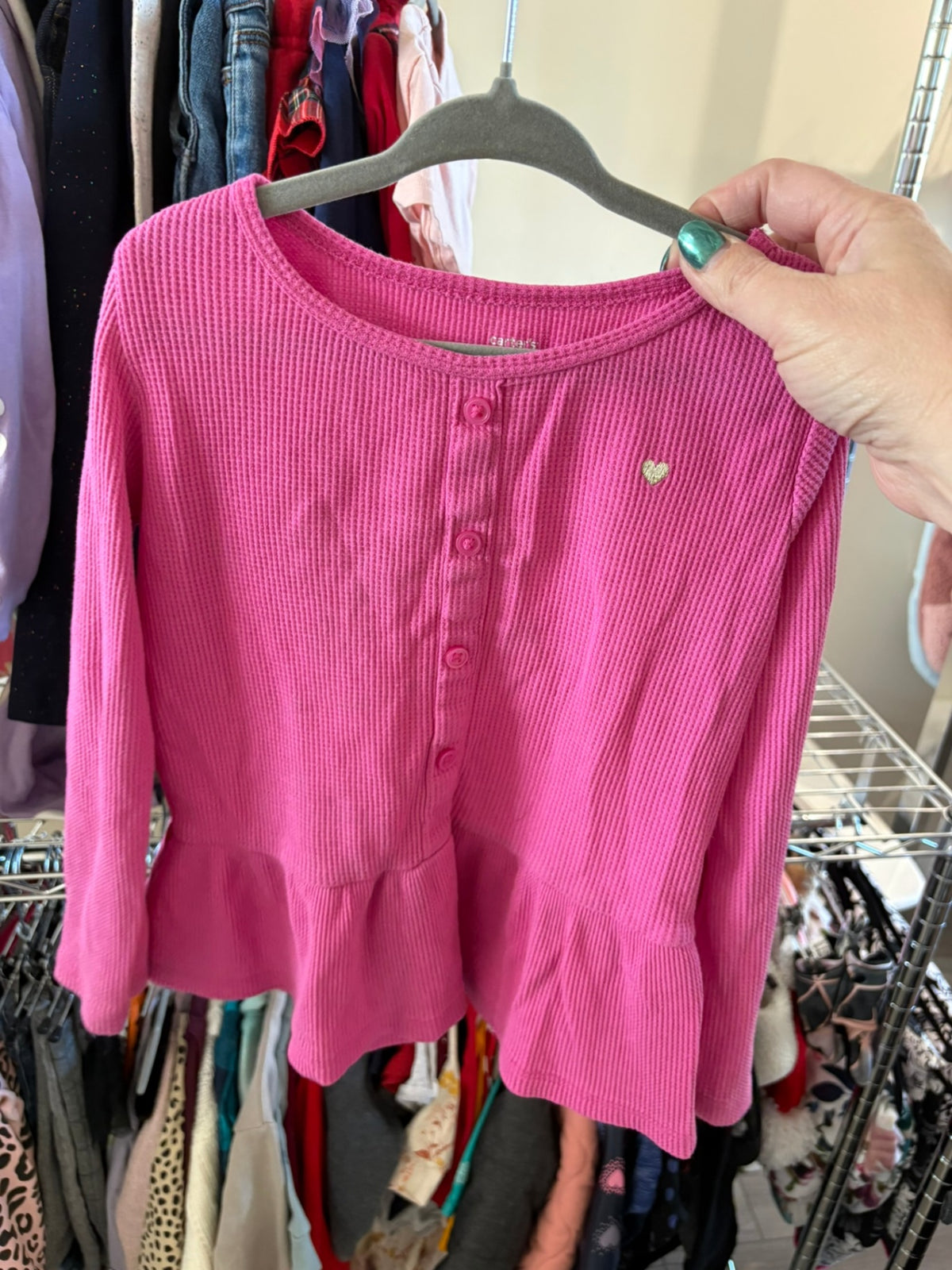 5T Carter's Long Sleeve Shirt - Pink Peplum