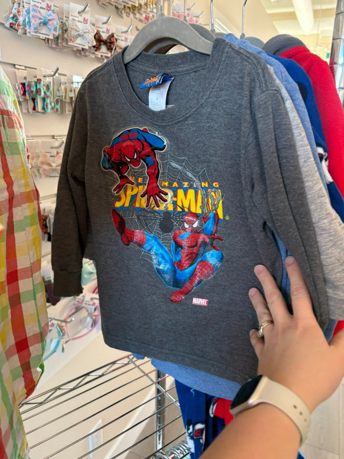 4T Spiderman Long Sleeve Shirt - Grey w/Spiderman
