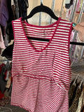 M Momzelle Maternity Tank - Pink w/White Stripe