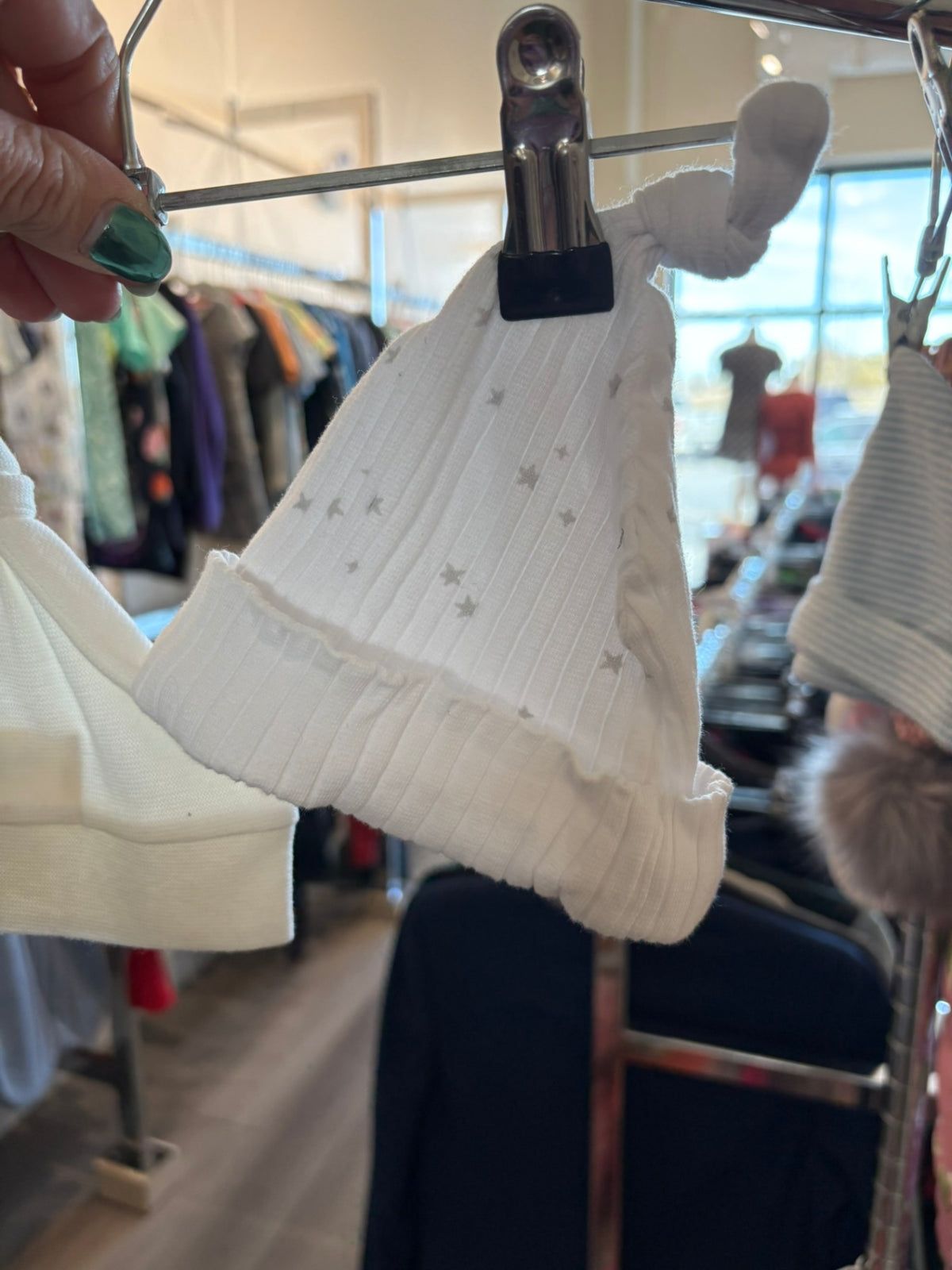 Newborn Hat - White w/Stars