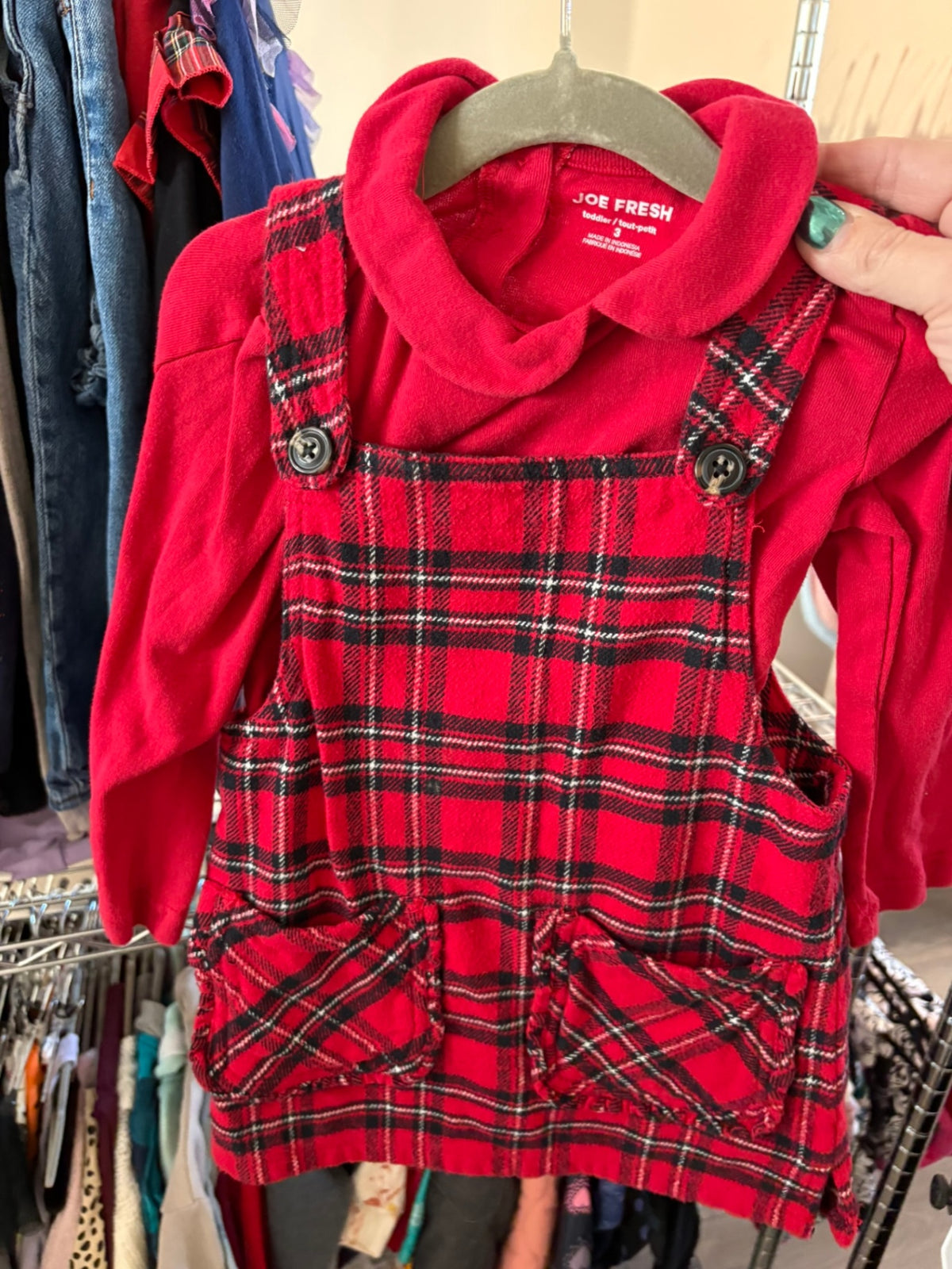 3T Joe Fresh 2-Piece: Dress - Red Plaid