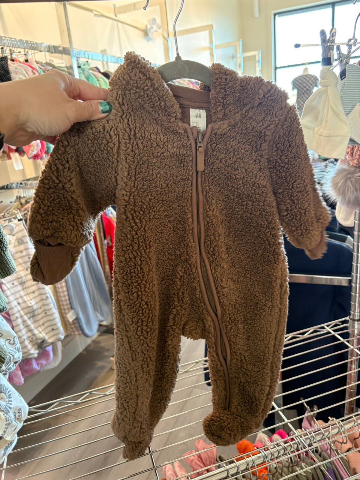 0-3m H&M Snowsuit - Brown Sherpa