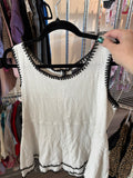 L A Pea in the Pod Maternity Tank - White w/Black Stitch