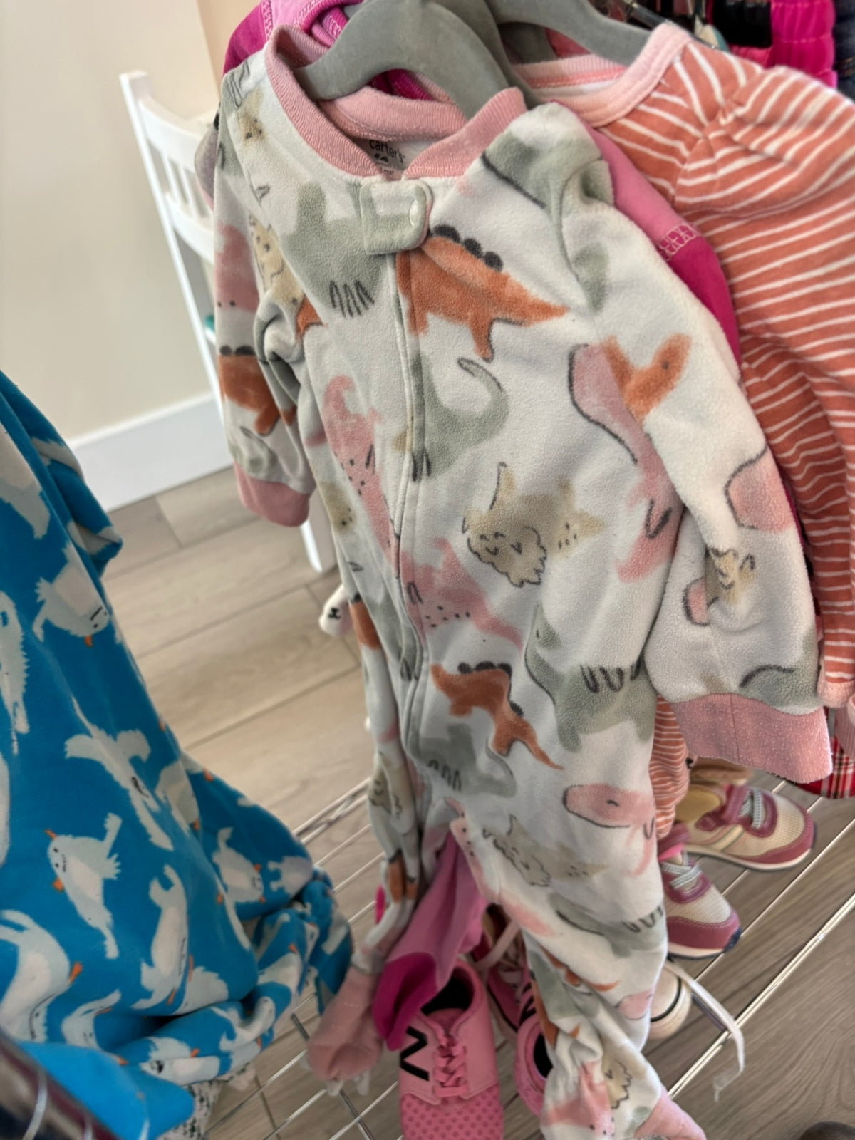 9-12m Carter's Fleece Sleeper - White Dino