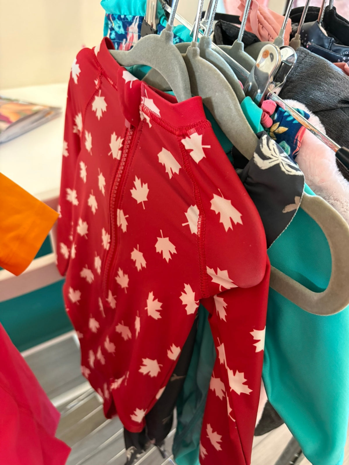 12-18m Old Navy Swimsuit - Red w/Maple Leaf