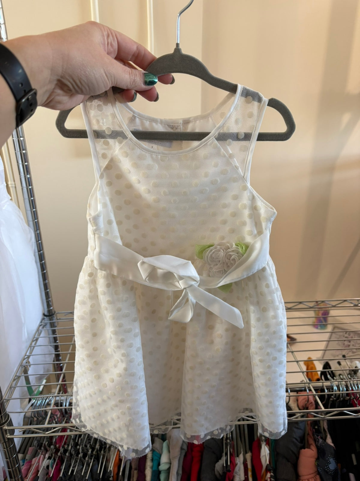 3T Special Occasions Formal Dress - White w/Flower