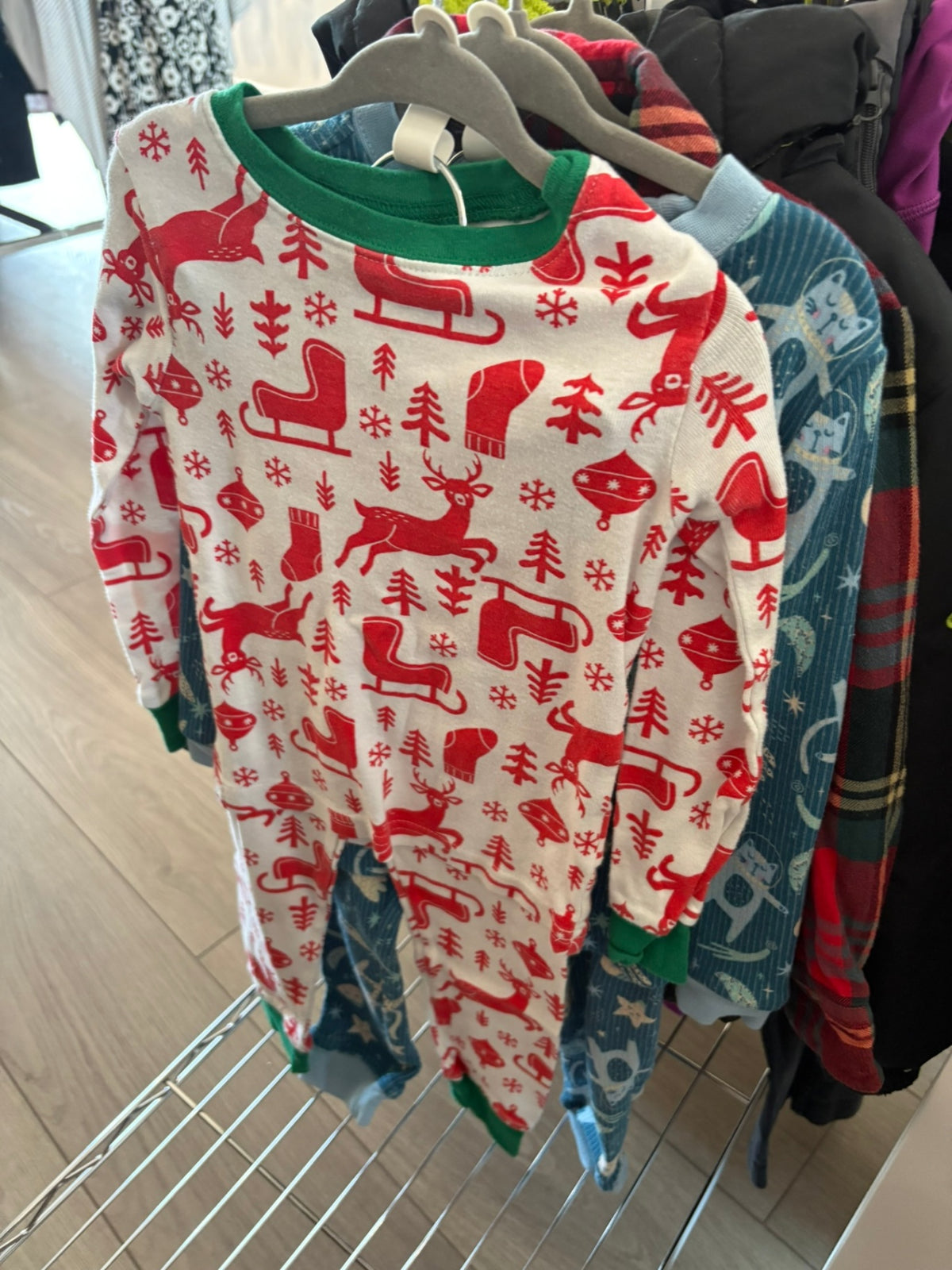 4T Carter's 2-Piece: PJs - White/Red Xmas