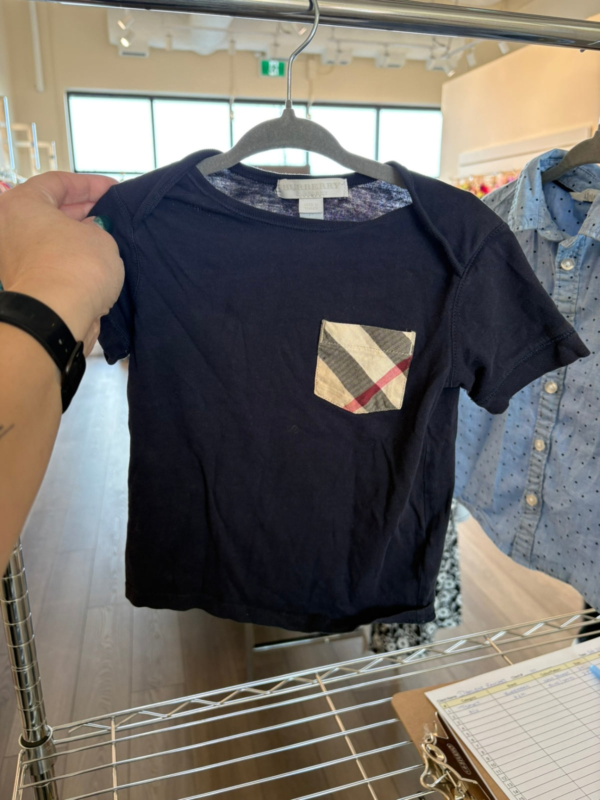 2T Burberry T-Shirt - Navy w/Pocket
