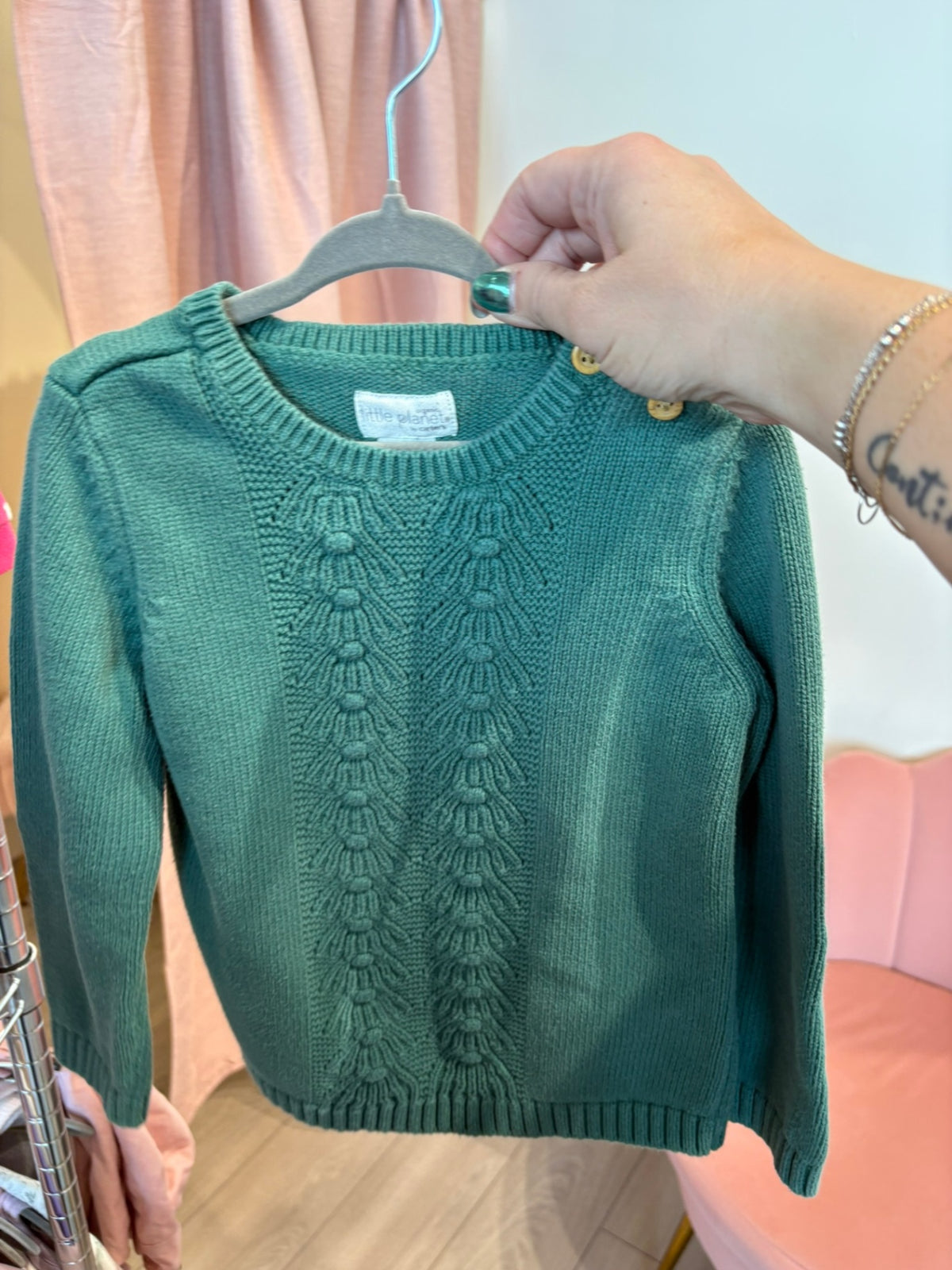 5T Little Planet Sweater - Green Knit