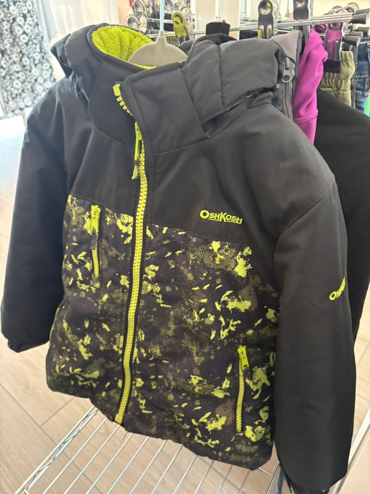 4T OshKosh B'Gosh Winter Coat - Black w/Green