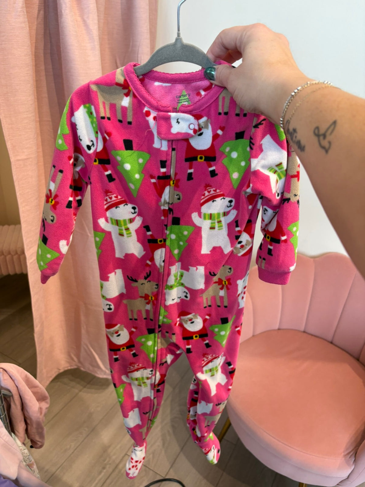 18-24m Carter's Sleeper - Pink Xmas