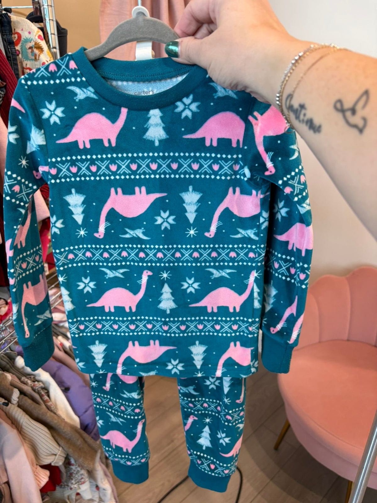 3T Carter's 2-Piece: PJs - Dino Snowflake