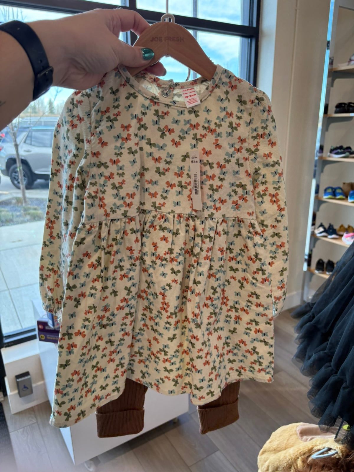 18-24m Joe Fresh 2-Piece: Dress and Pants - Cream w/Butterflies