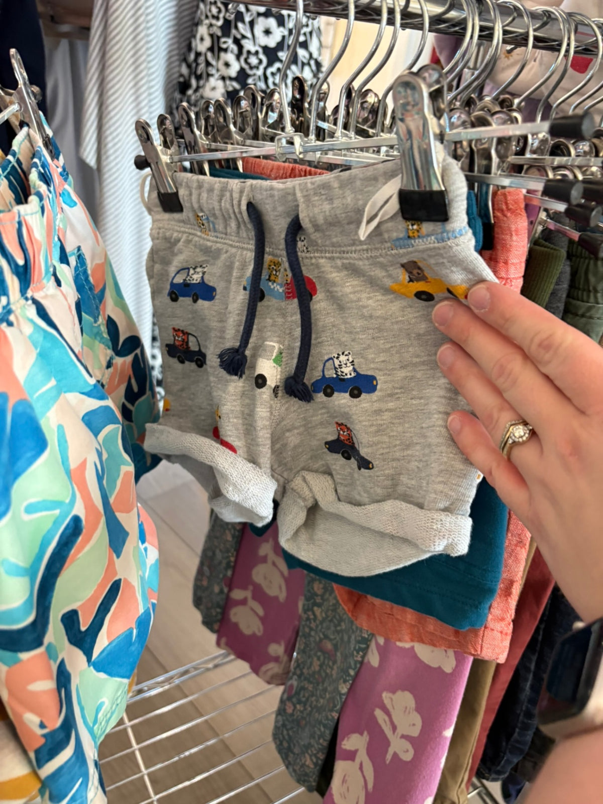 12-18m H&M Shorts - Grey w/Cars and Animals