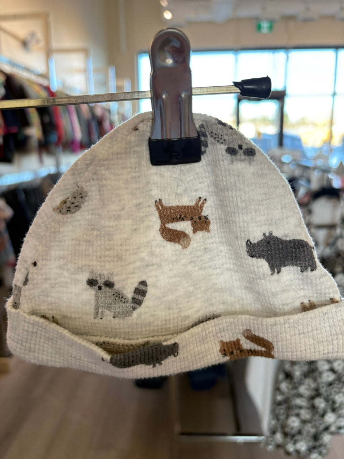 Newborn Unknown Baby Hat - Grey Animals